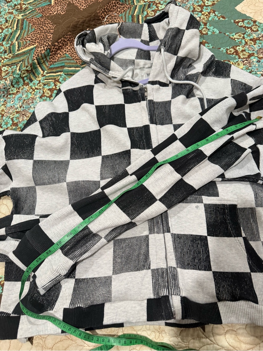 VAGUE Studios checkered thermal zip-up hoodie XL - Picture 7 of 8